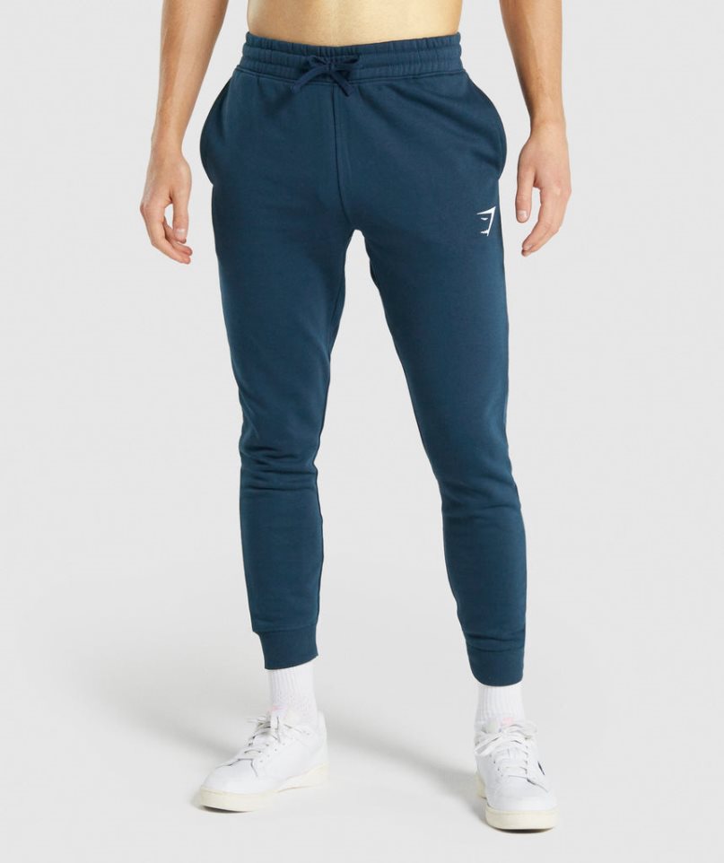 Men\'s Gymshark Crest Jogger Navy | NZ 9WQGZC